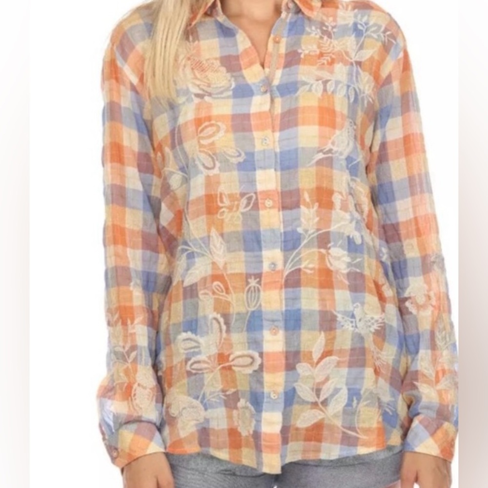 NWT Johnny Was Workshop Plaid Tunic Harlow Oversized Shirt